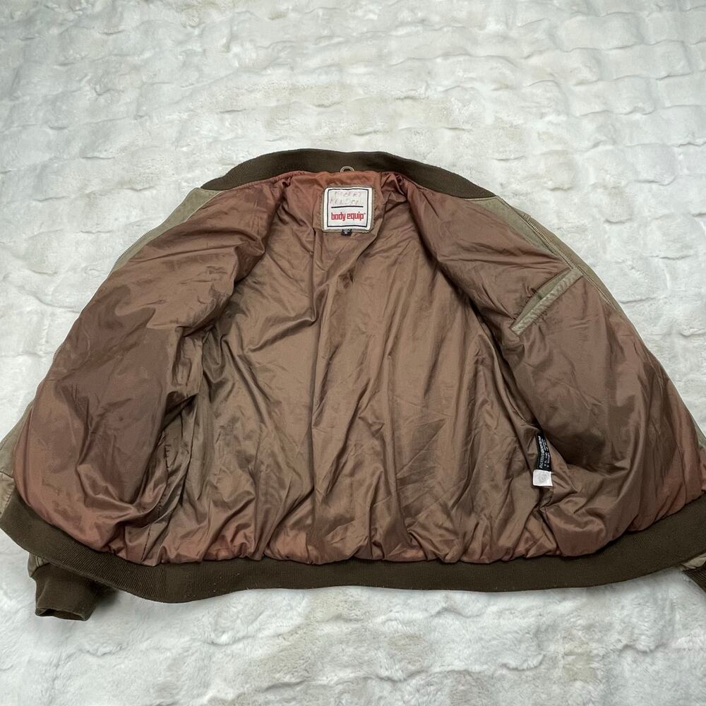 🔥VTG 90s Body Equip Suede Leather Distressed Rusty Bomber Jacket Men’s L- XL - Picture 9 of 16